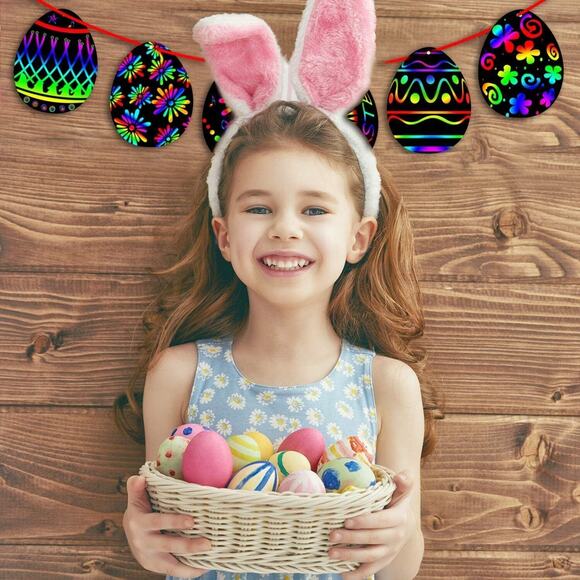 Easter Scratch Paper Art for Kids - 60 Pcs Magic Rainbow Scratch Paper Black Scr - Picture 7 of 10